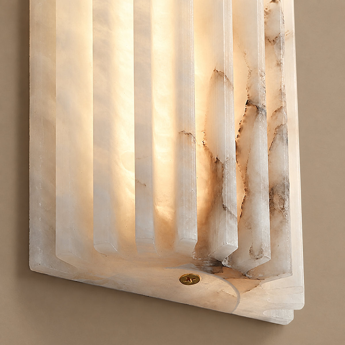 Ribbed Alabaster Stone Wall Lamp Warm Light for Living Room & Dining Room