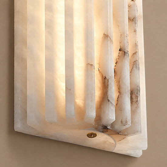 Ribbed Alabaster Stone Wall Lamp Warm Light for Living Room & Dining Room