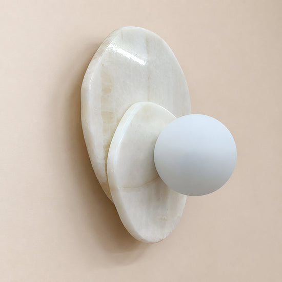 Astr Stone Wall Lamp, 9.8-Inch, Beige Alabaster for Living Room & Dining Room