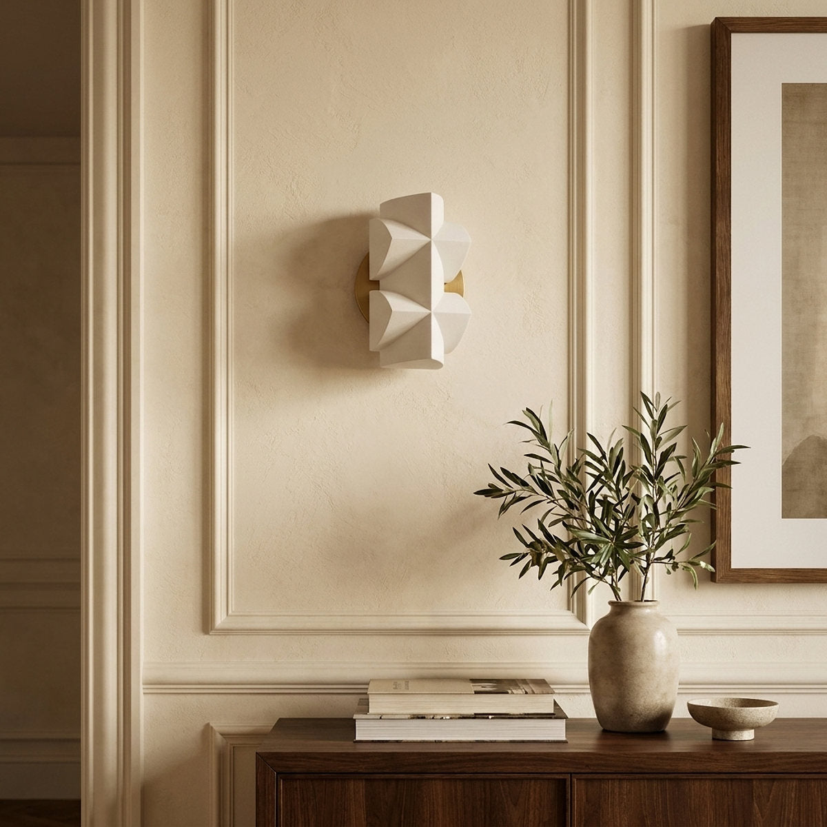 Naala Wall Lamp, 3.7~5.5-Inch x H 7.5~10.6-Inch, Gold & White for Living Room