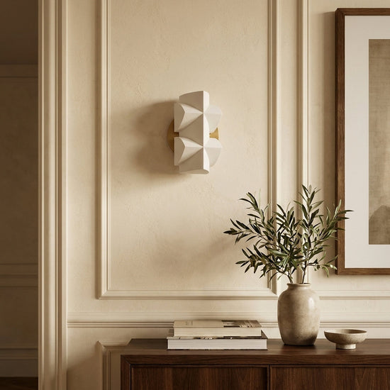 Naala Wall Lamp, 3.7~5.5-Inch x H 7.5~10.6-Inch, Gold & White for Living Room