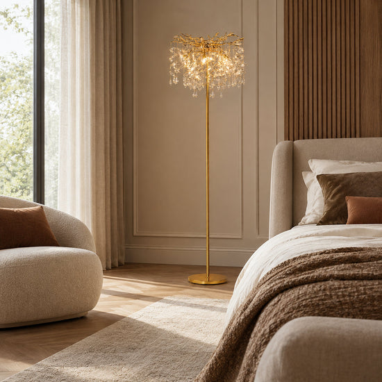 Tricolordeer Gold K9 Crystal Sculptural Floor Light