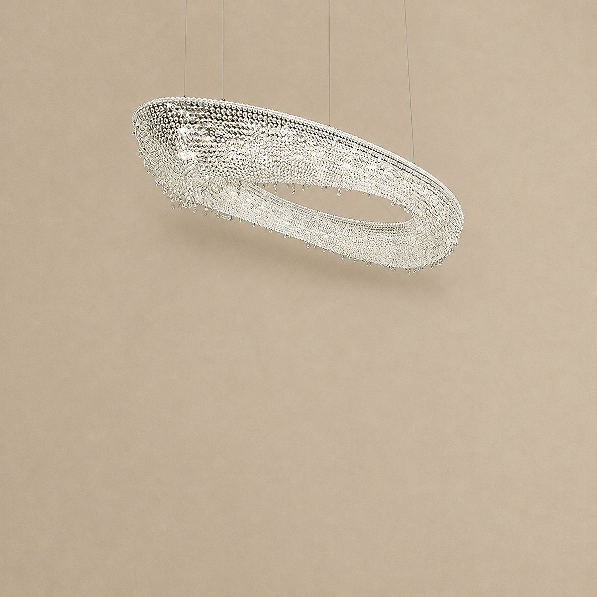 Tricolordeer Oval Crystal and Metal Chandelier