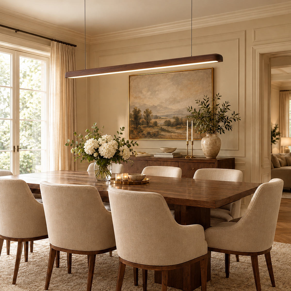 Walnut Wood Linear LED Pendant Light