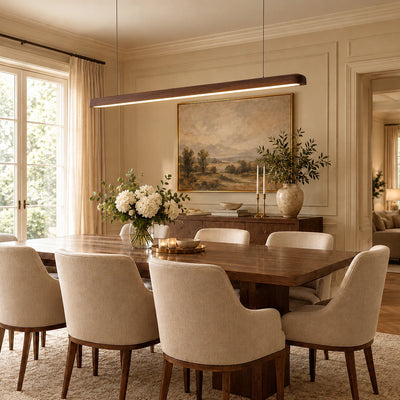Walnut Wood Linear LED Pendant Light
