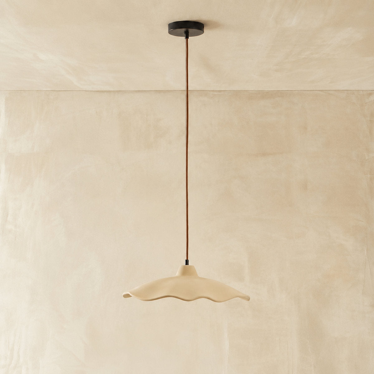 Wavy Edge Microcement Pendant Light for Dining Room & Living Room