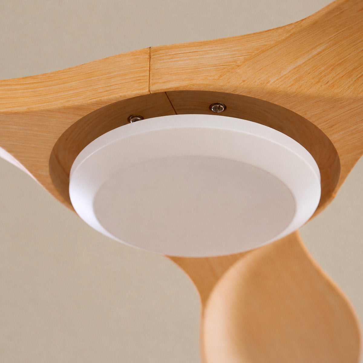 Amelia Ceiling Fan Light, 42~52-Inch x H 9.8-Inch, Natural Wood Grain & White (ABS blades) for Living Room