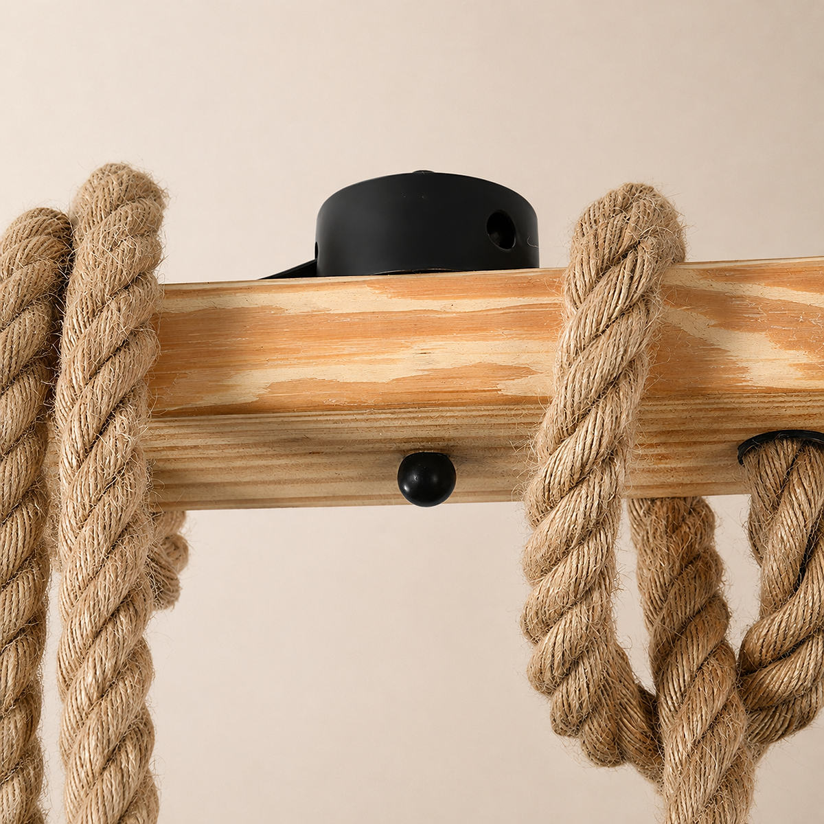 Horizontal Wood Beam Grenade Cage Chandelier