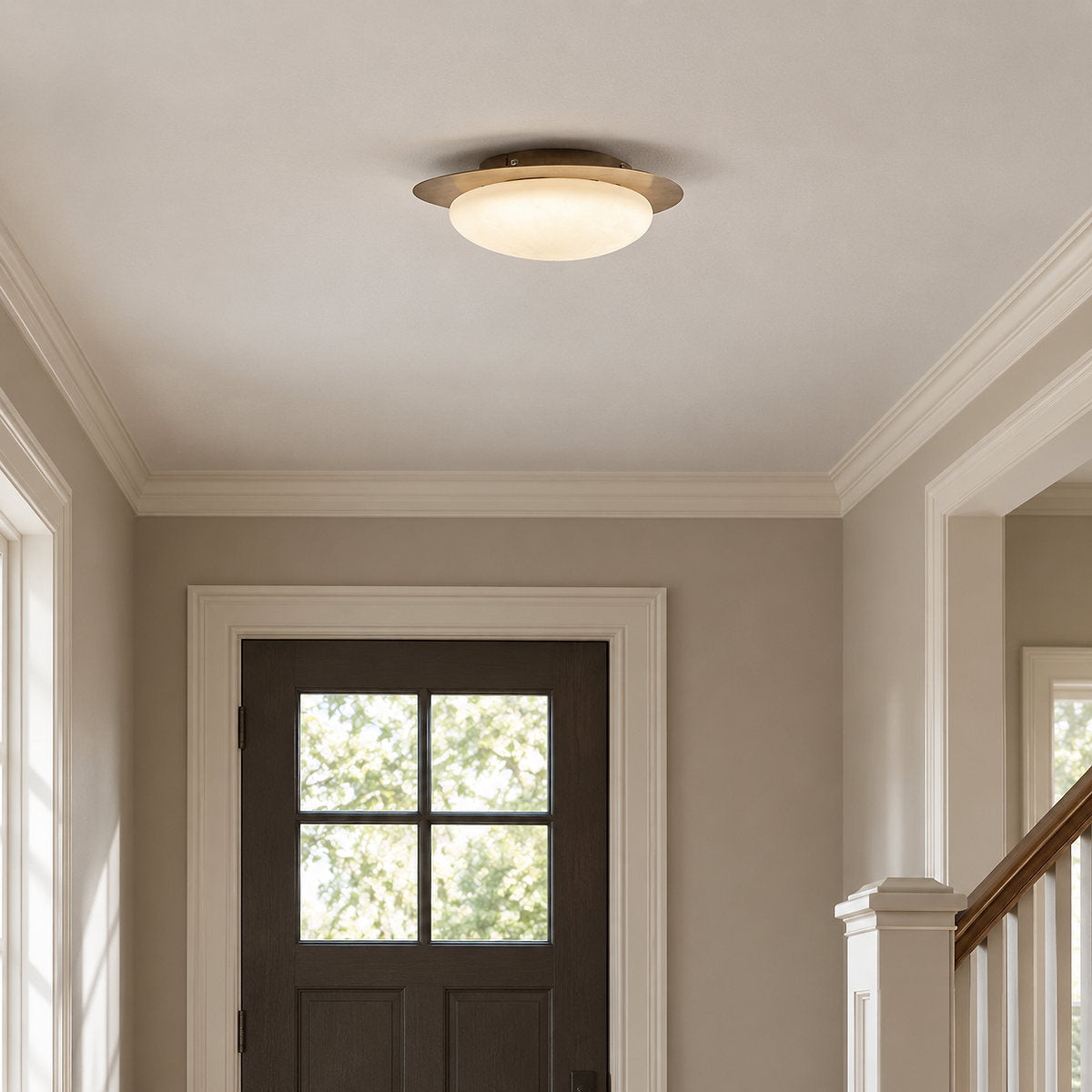 Pebble Metal Ceiling Light, 11.8~22.8-Inch x H 3.1-Inch, Artistic Walnut Grain Effect, Triac Warm Dimming for Living Room
