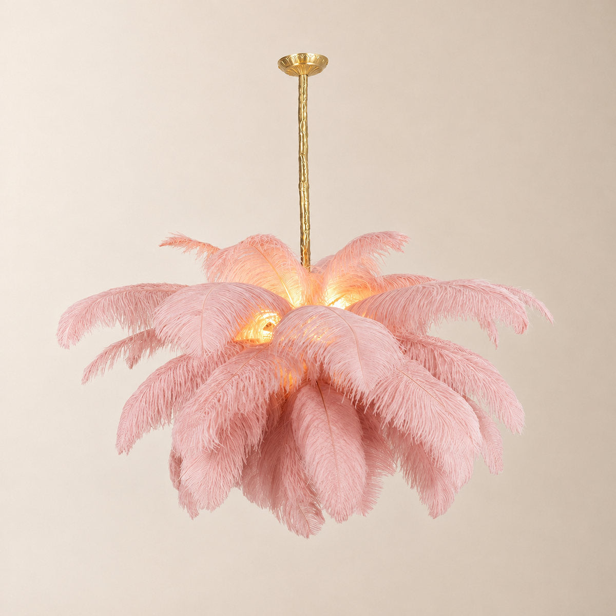Tricolordeer Layered Plume Brass Chandelier