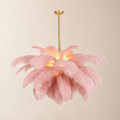 Tricolordeer Layered Plume Brass Chandelier