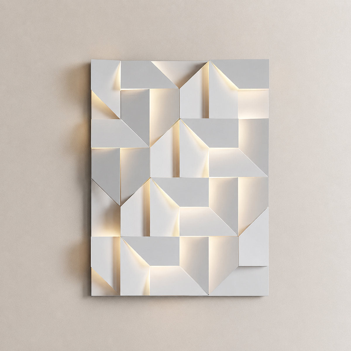 Shadows Grand Wall Lamp, L 11.8-Inch, White & Wired version, Wired & Warm Light for Living Room
