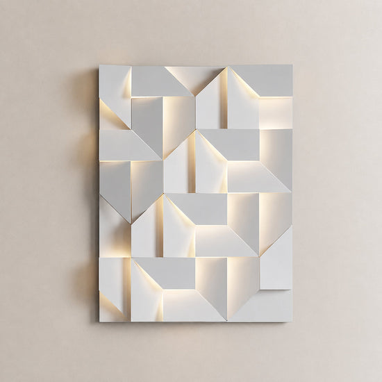 Shadows Grand Wall Lamp, L 11.8-Inch, White & Wired version, Wired & Warm Light for Living Room