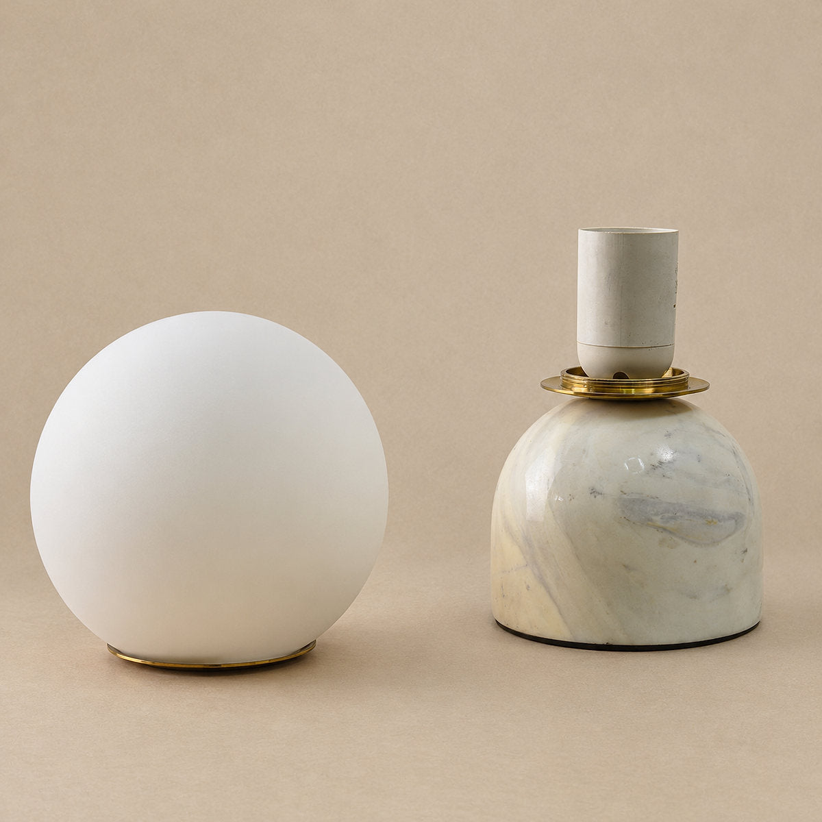 Tricolordeer Globe Glass & Marble Table Lamp