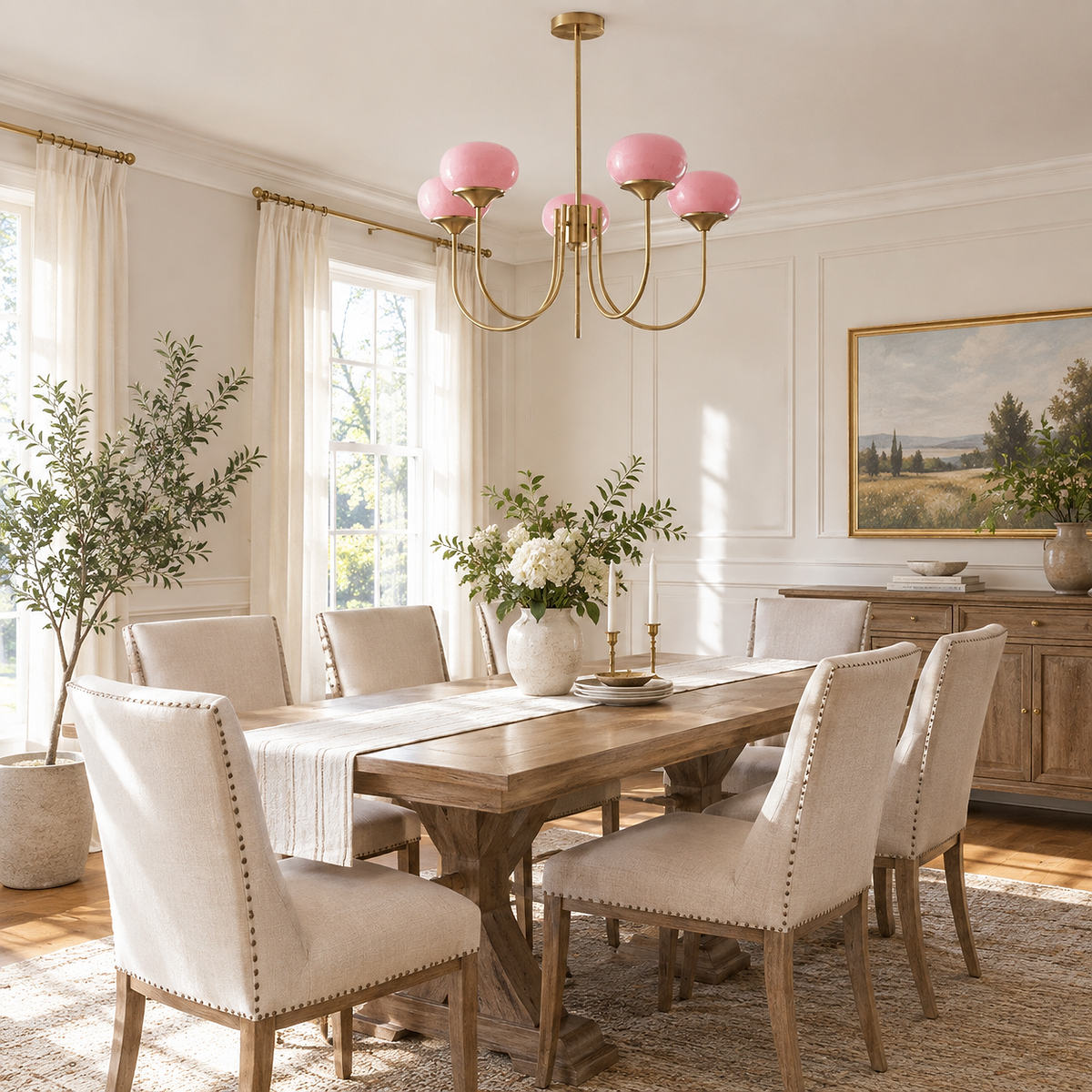 Hand-Sprayed Glass Multi-Light Chandelier