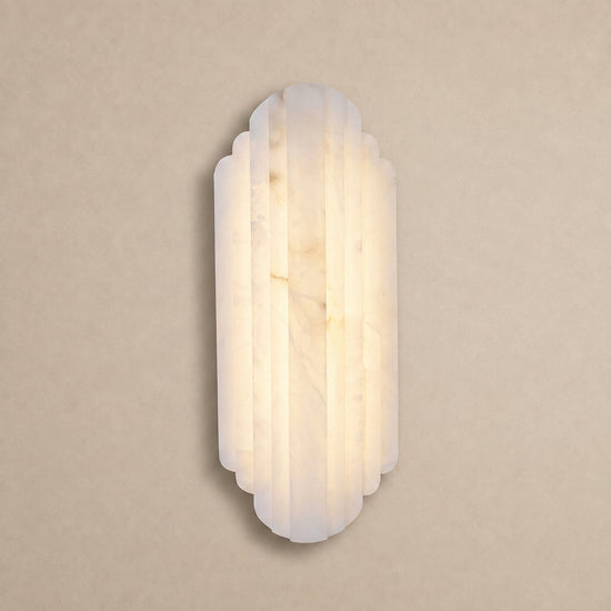 Estelle Alabaster Wall Lamp, 7.9-Inch x H 19.7-Inch, White, Warm Light for Living Room & Dining Room