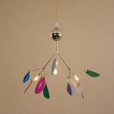 Rose Gold Chandelier with Natural Stone Slices