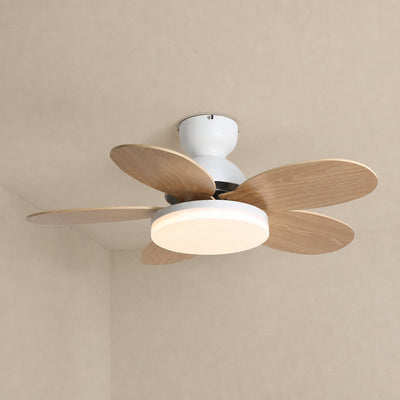 Petalo Ceiling Fan Light, 35.4-Inch x H 11.0-Inch, Green & Wood Grain, Warm Light for Living Room