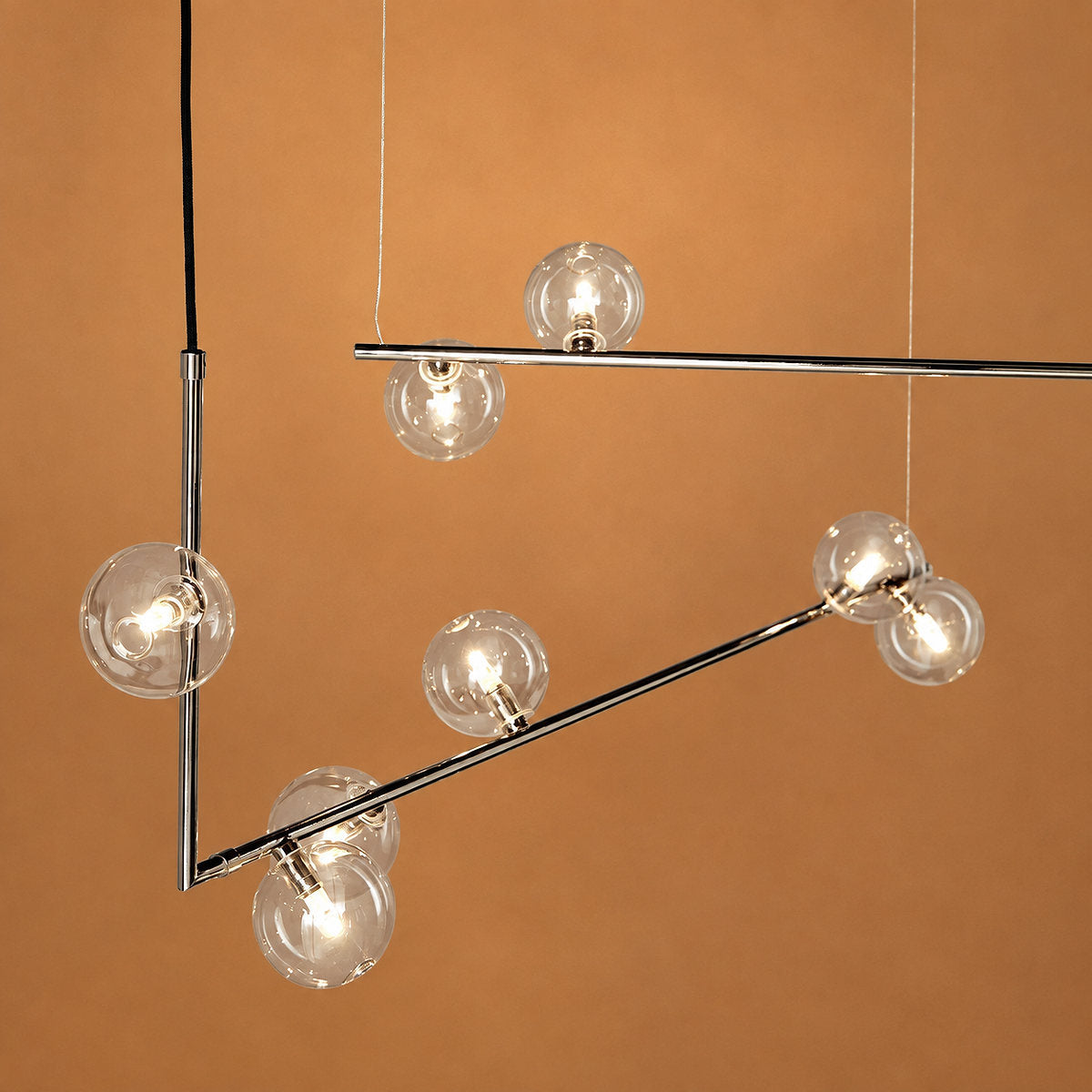 Geometric Linear Glass Sphere Chandelier