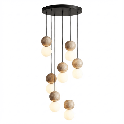 Camille Travertine Pendant Light,1 Light-11 Lights Yellow Travertine & White for Dining Room & Living Room