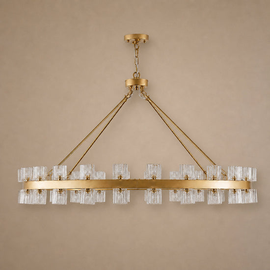 Tricolordeer Brass Ring Chandelier with 48/60 Lights (Brushed Brass / Matte Black)
