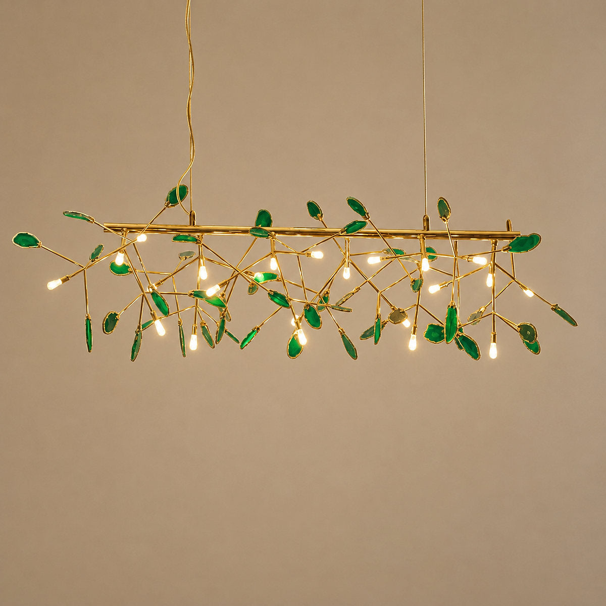 Rose Gold Chandelier with Natural Stone Slices
