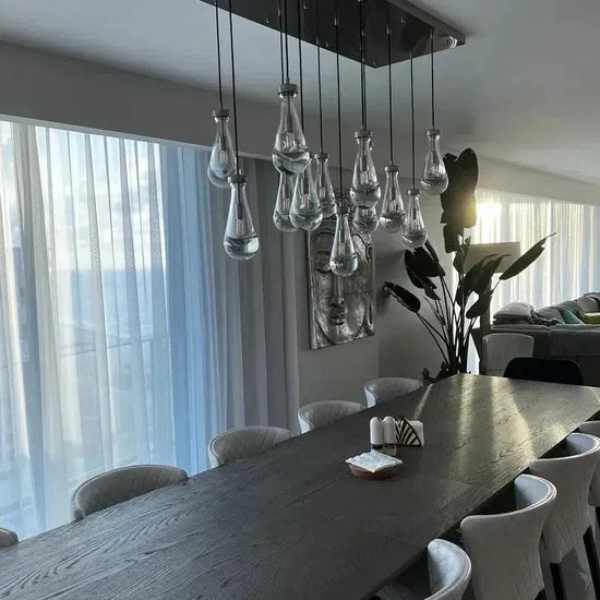Soltaire Raindrop Glass Linear Chandelier 72"