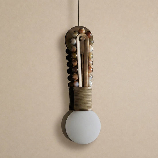 Ardora Wall Lamp, 5.5-Inch x H 24.4-Inch, Brass & Green for Living Room