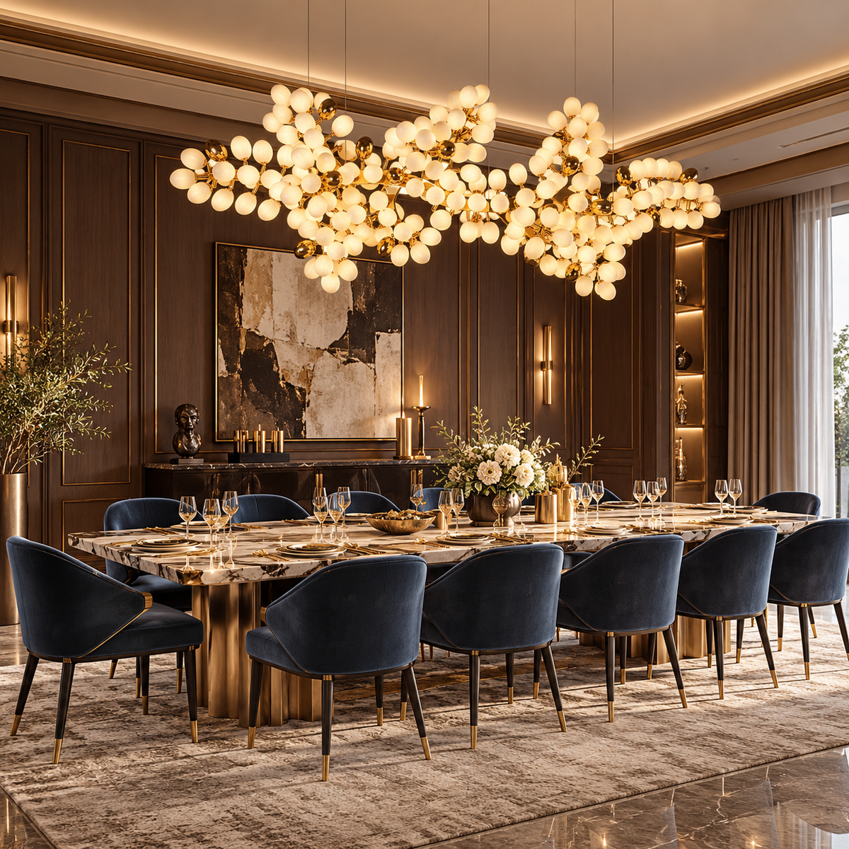 Tricolordeer Linear 80-Light Glass Pendant Chandelier