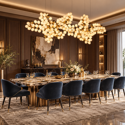 Tricolordeer Linear 80-Light Glass Pendant Chandelier