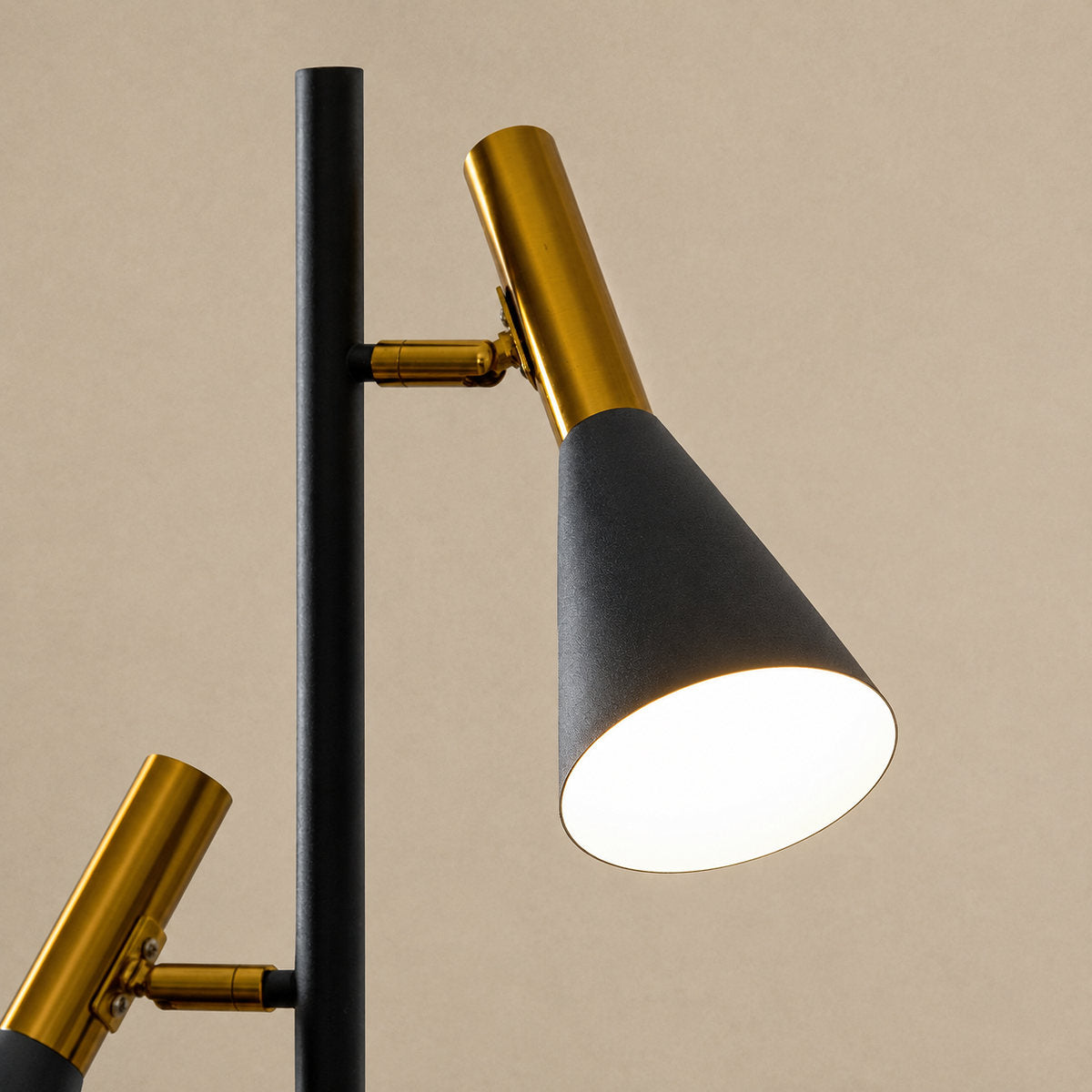 Marble and Iron Floor Lamp with Rotating Shade