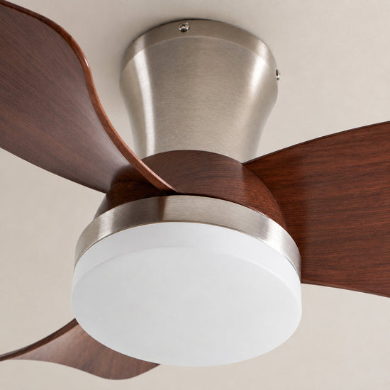 Breeze Lux Ceiling Fan Light, 21.7-Inch x H 10.2-Inch, Gold & Walnut Wood Grain, Three-Color Light for Living Room
