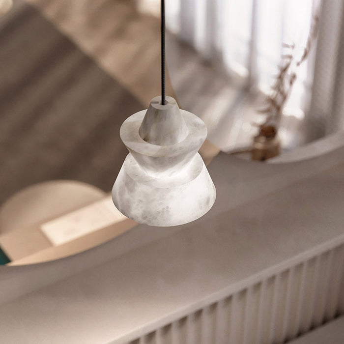 Brianna Mini Alabaster Coffee Table Pendant, Modern Pendant Light