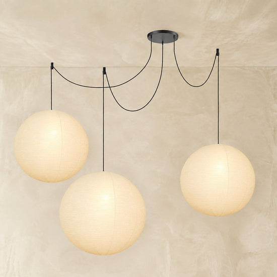 Round Sculptural Bamboo Pendant Light Warm Light for Dining Room & Bedroom
