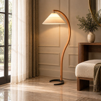 Tricolordeer Beech Wood and Linen Floor Lamp