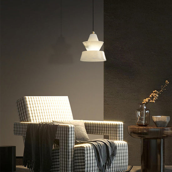 Brianna Mini Alabaster Coffee Table Pendant, Modern Pendant Light