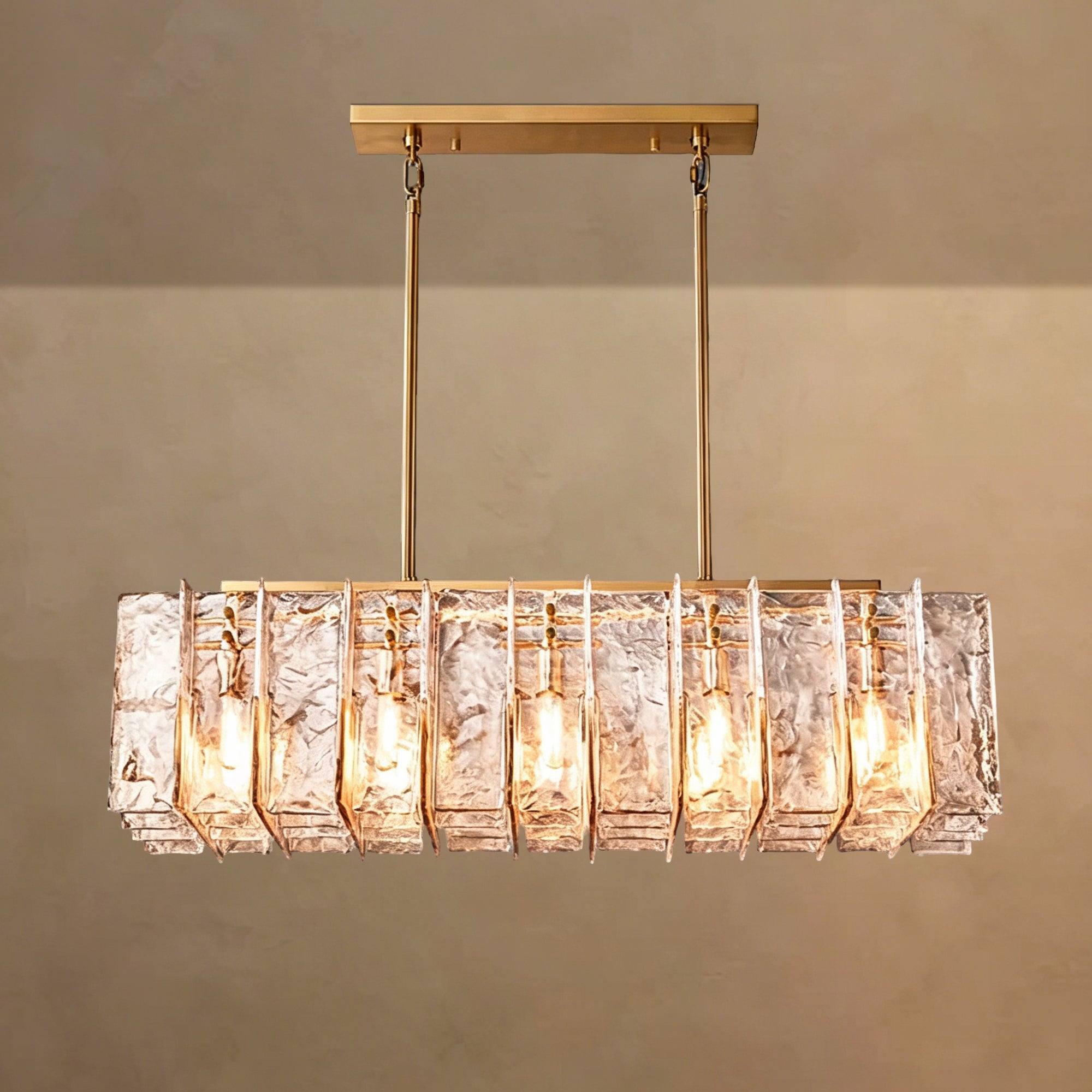 Latrel Smoke Glass Rectangular Chandelier 49��