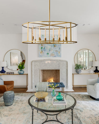 Bickman Glass Lantern Modern Round Chandelier 33''44"55''