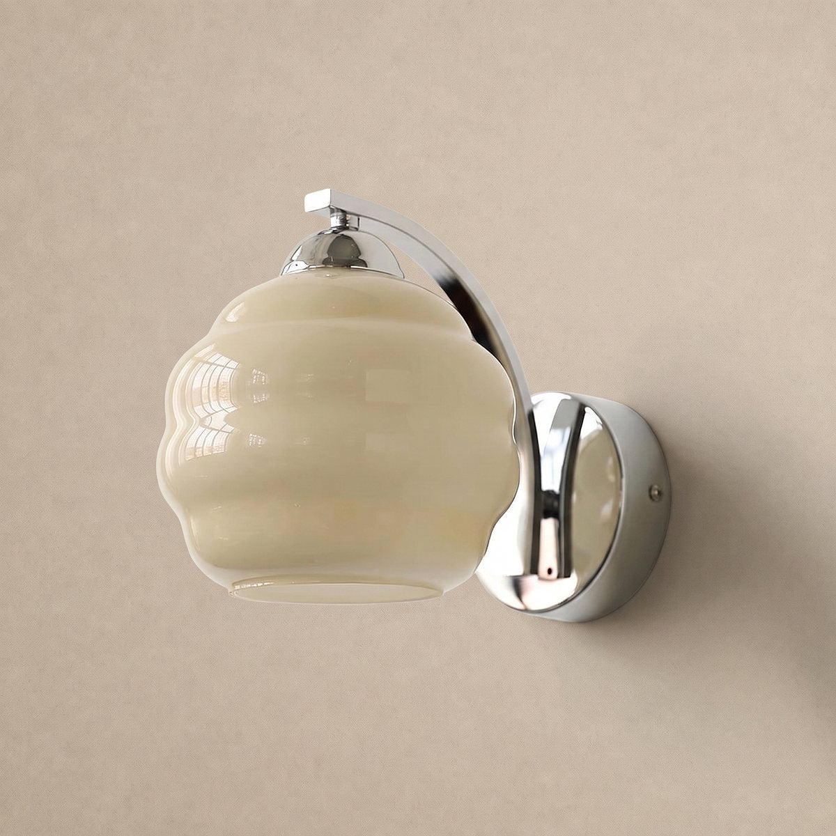 Art Deco Plug-in Wall Lamp, 5.9-Inch x H 6.3-Inch, Gold+Beige, US Plug for Bedroom & Living Room