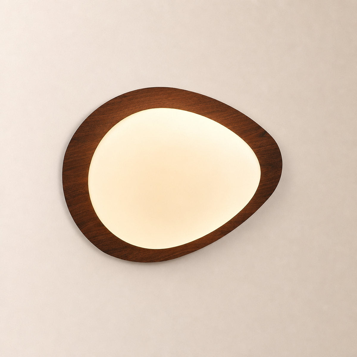 Pebble Metal Ceiling Light, 11.8~22.8-Inch x H 3.1-Inch, Artistic Walnut Grain Effect, Triac Warm Dimming for Living Room