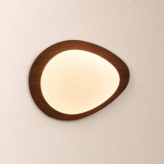 Pebble Metal Ceiling Light, 11.8~22.8-Inch x H 3.1-Inch, Artistic Walnut Grain Effect, Triac Warm Dimming for Living Room