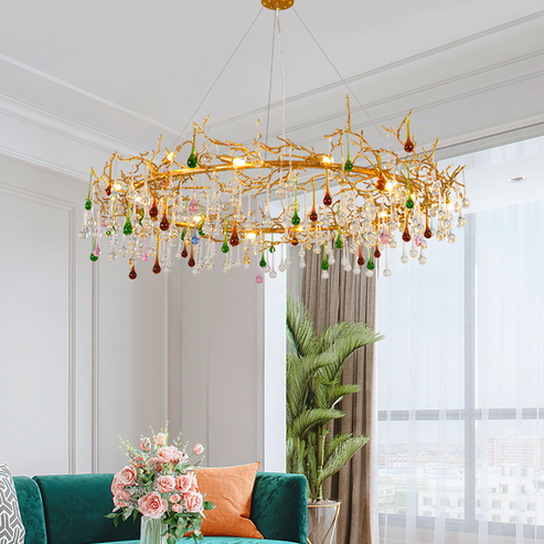 Avis Colorful Crystal Rain Branch Chandelier