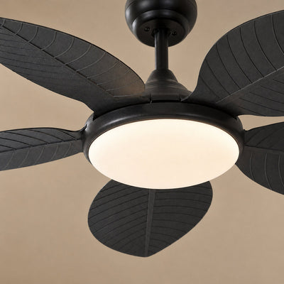 Tricolordeer Carved Palm-Leaf Dome Light Ceiling Fan