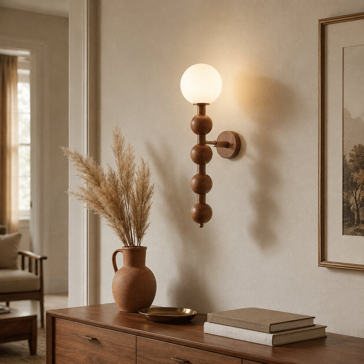 Bubbly Wall Lamp, Walnut for Living Room