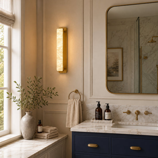 Tricolordeer Modern Rectangular Alabaster Wall Sconce