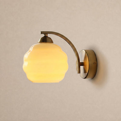 Art Deco Plug-in Wall Lamp, 5.9-Inch x H 6.3-Inch, Gold+Beige, US Plug for Bedroom & Living Room