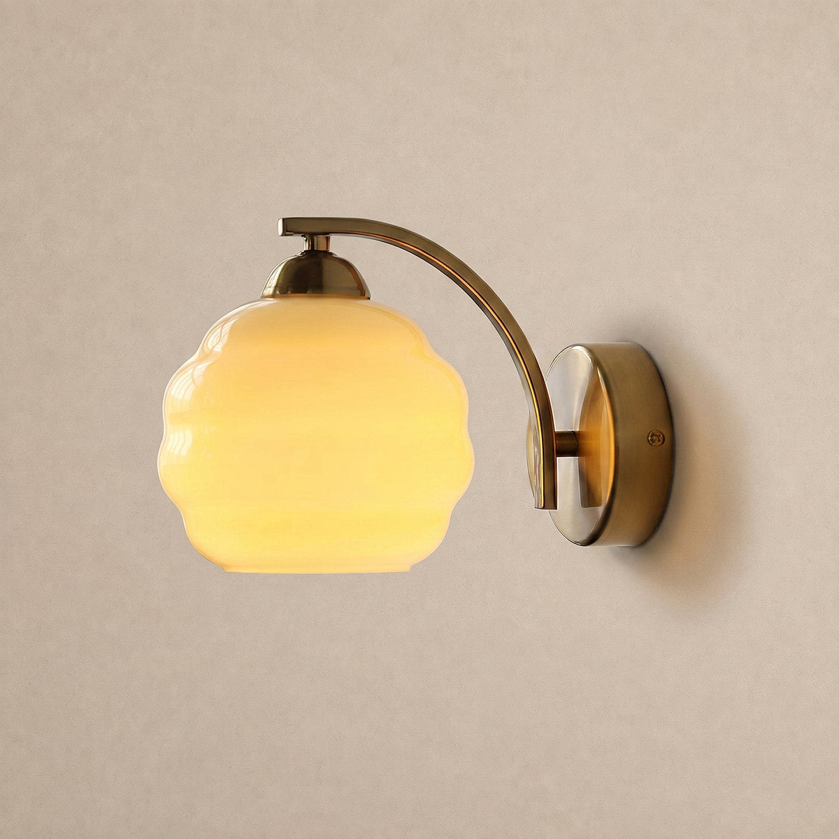 Art Deco Plug-in Wall Lamp, 5.9-Inch x H 6.3-Inch, Gold+Beige, US Plug for Bedroom & Living Room