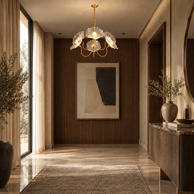 Tricolordeer Frosted Glass Gold Chandelier
