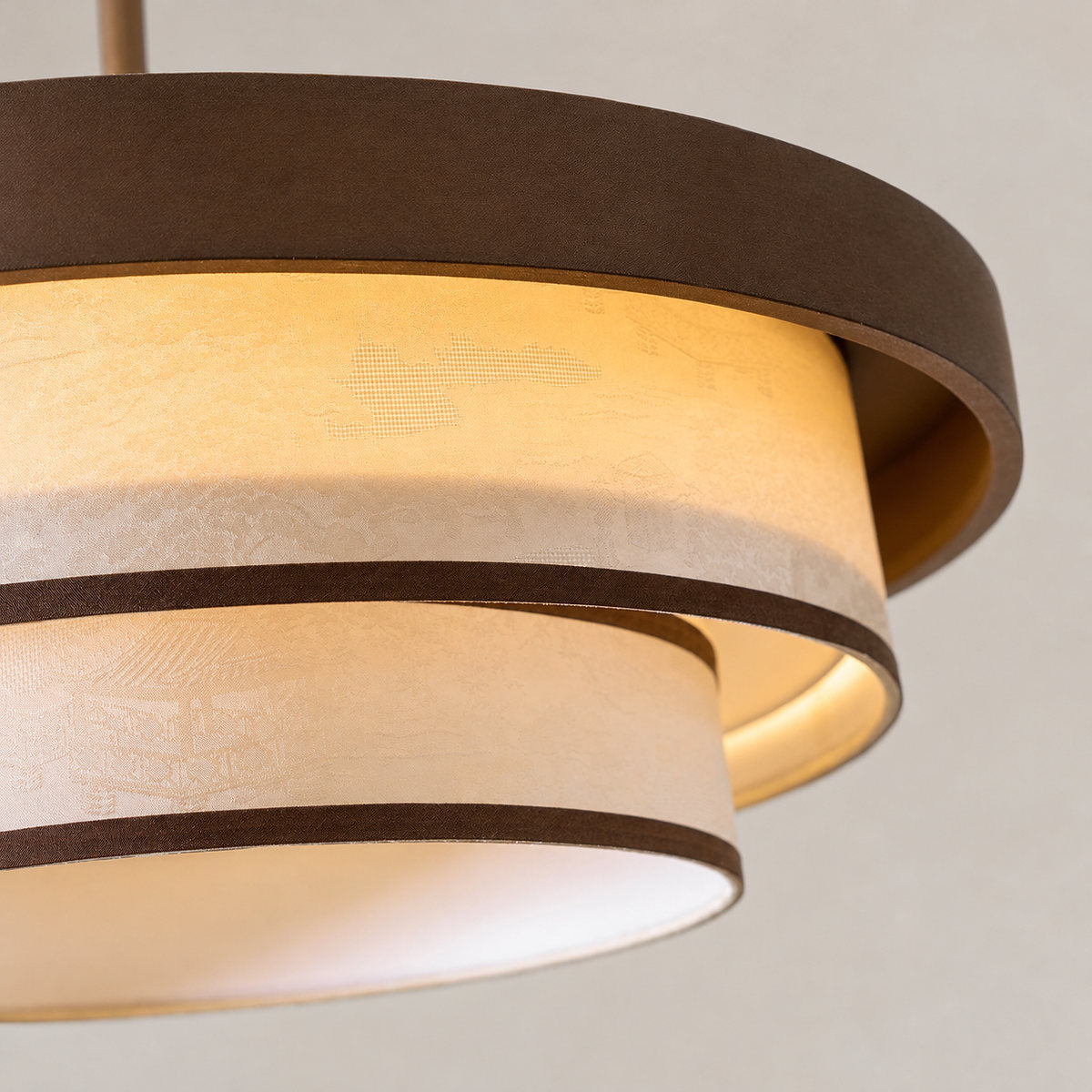 Sculptural Triple-Tiered Fabric Ring Pendant Lamp
