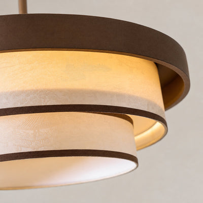 Sculptural Triple-Tiered Fabric Ring Pendant Lamp